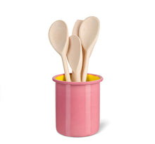 Load image into Gallery viewer, Medium Enamel Utensil Holder In Old Rose / Sulphur Yellow