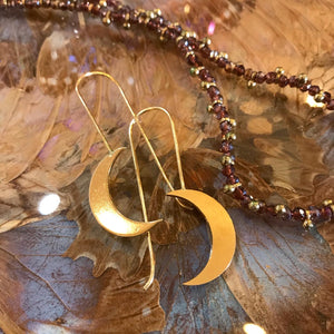 Moon Drop Brass Earrings