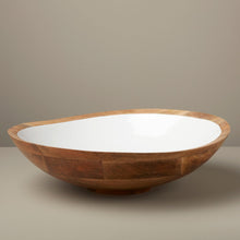 Load image into Gallery viewer, Mango Wood and White Enamel Bowl