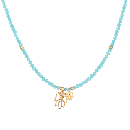 Blessings of Tranquility Hamsa & Amazonite Necklace